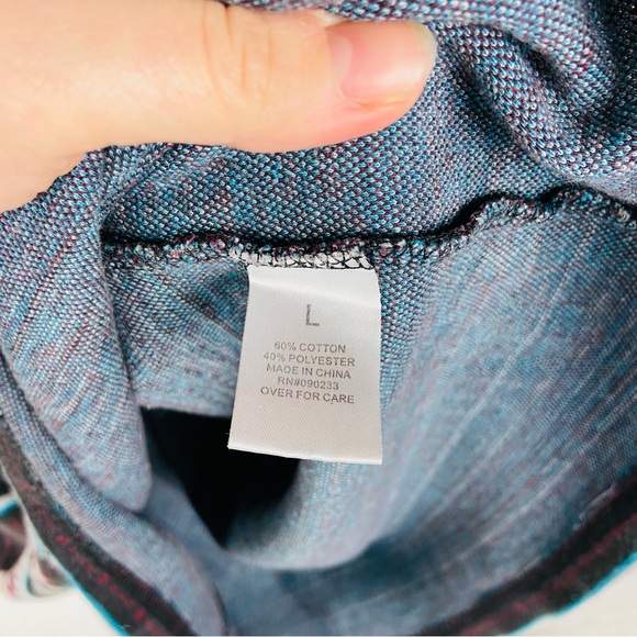 ON THE BYAS stripped Aztec long sleeve lightweight hoodie printed shirt large - Picture 10 of 15